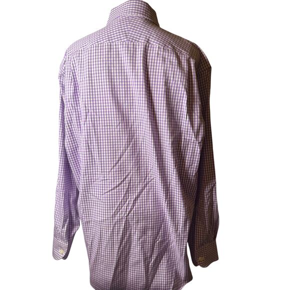 Charles Tyrwhitt Non-Iron Twill Slim Fit Gingham Shirt, Lilac, Men's Size 17/34 - Picture 5 of 6